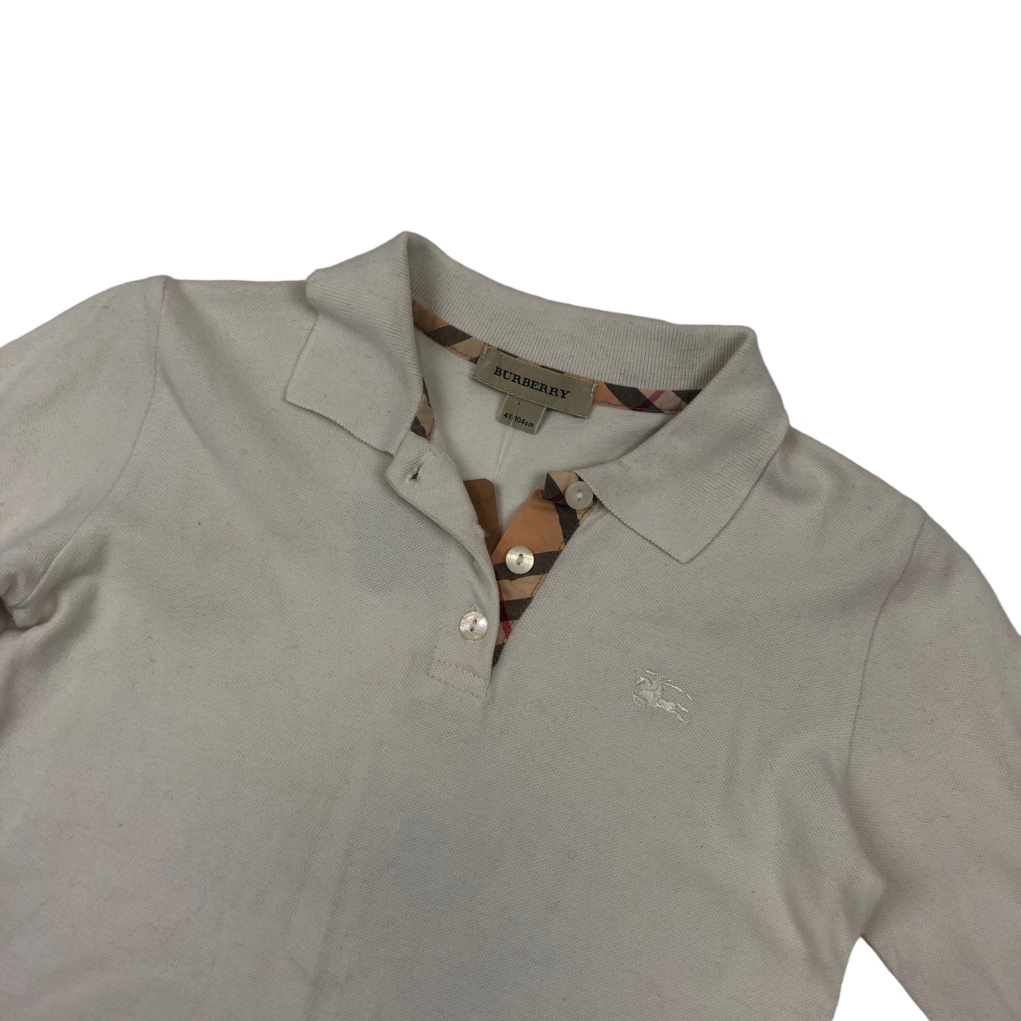 Vintage Burberry White Long Sleeved T-Shirt (Age 4)