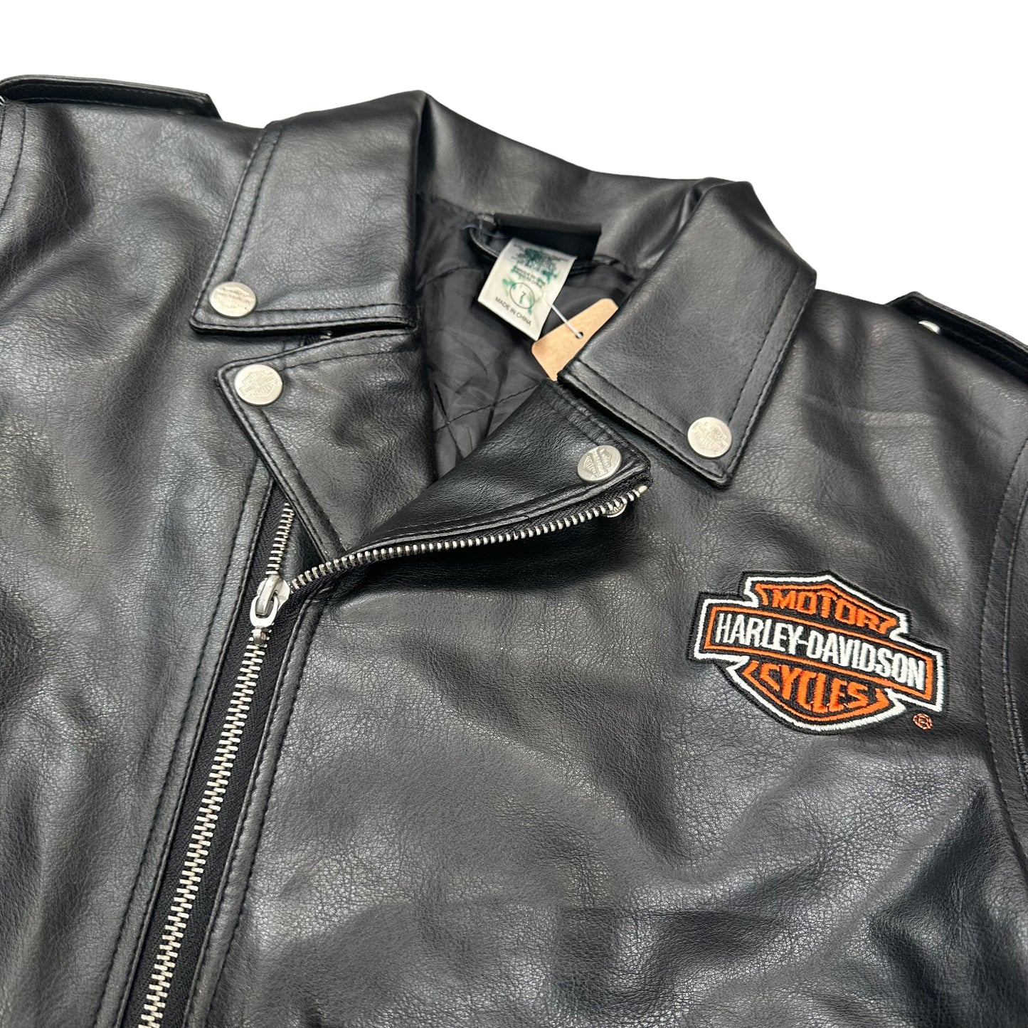 Vintage Harley Davidson Leather Biker Jacket (Age 7)