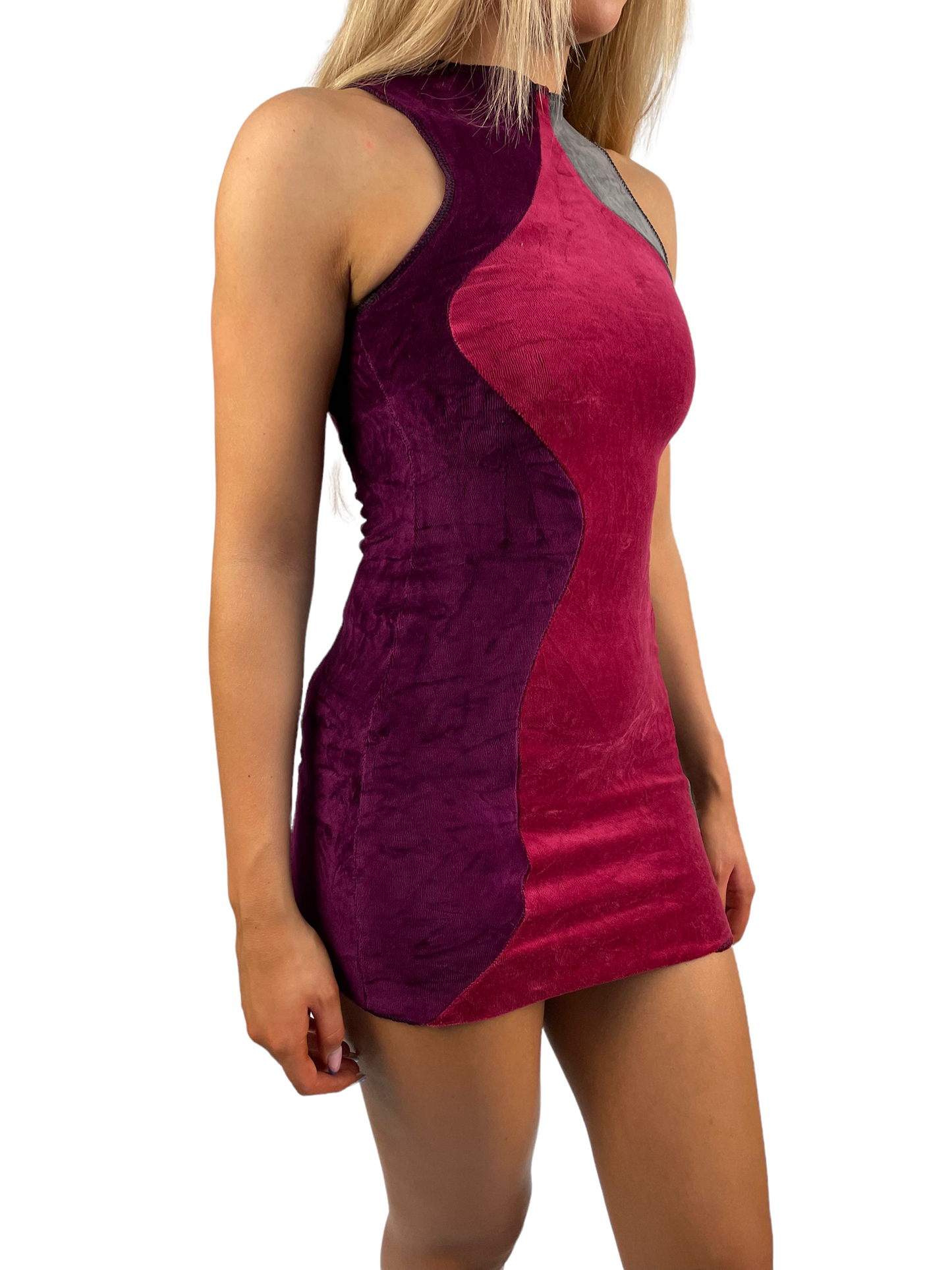 Vintage Reworked Wavy Velour Dress