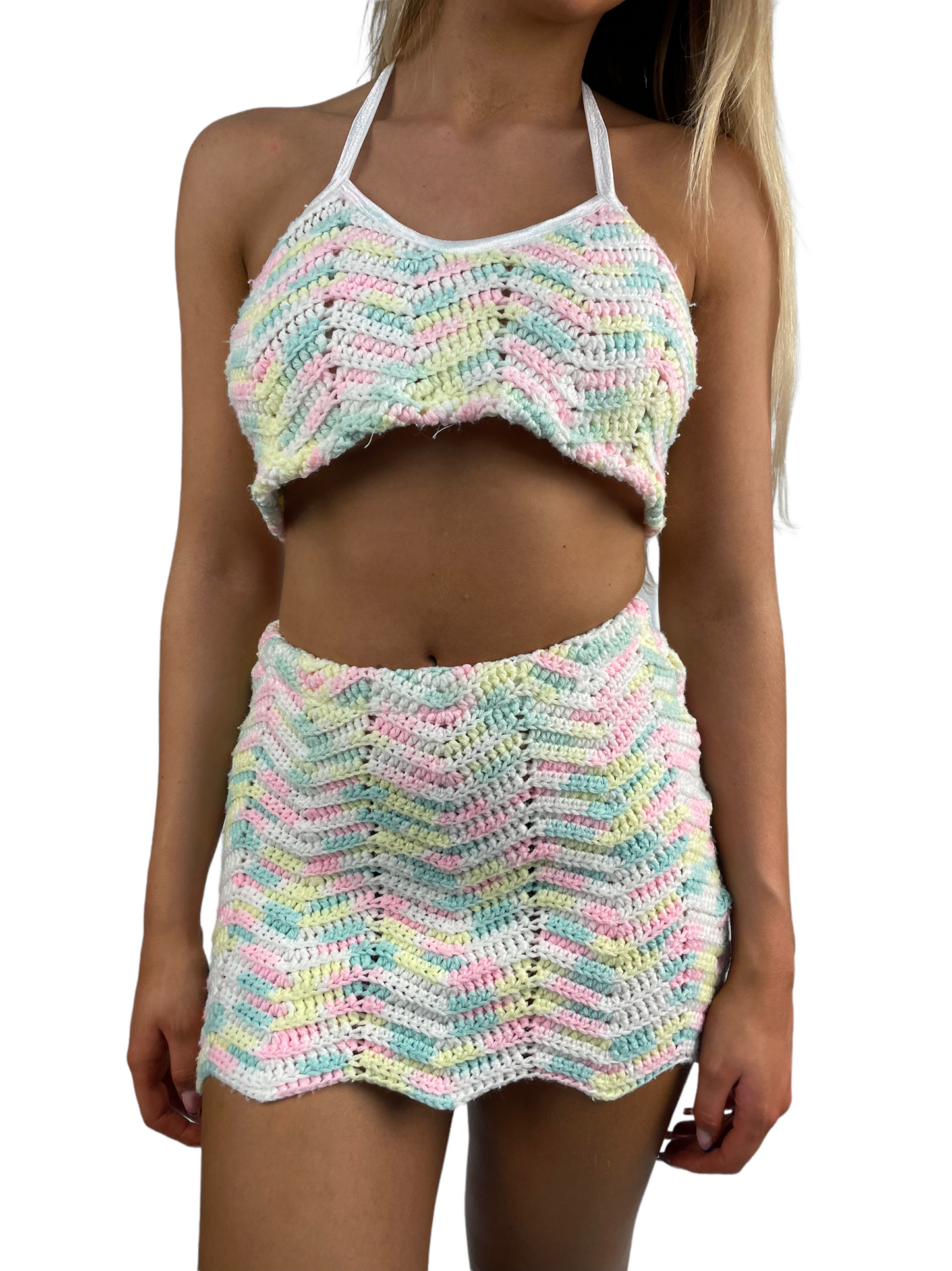 Vintage Reworked Crochet 2 Piece (Pastel)