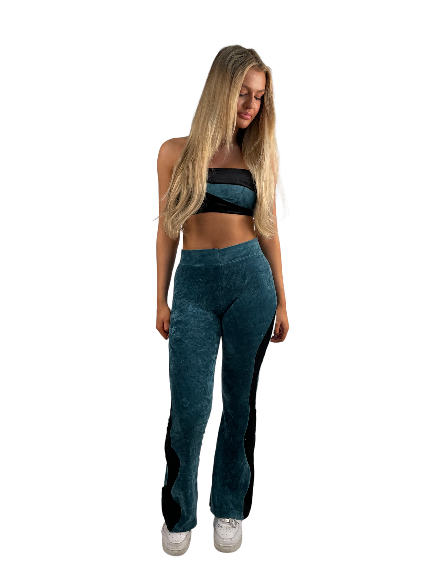 Vintage Reworked Velour 2 Piece Top & Flares