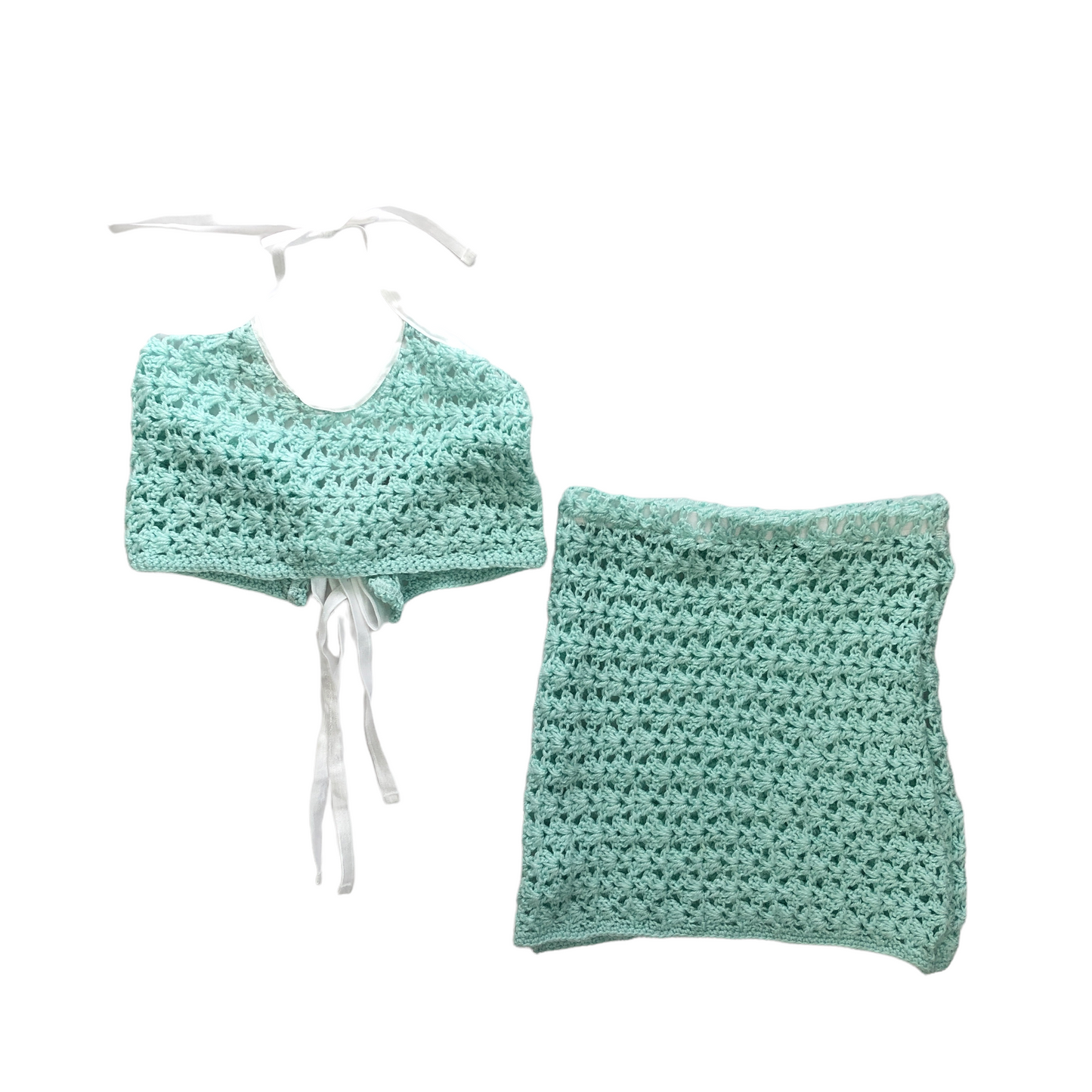 Vintage Reworked Crochet 2 Piece (Mint Green)