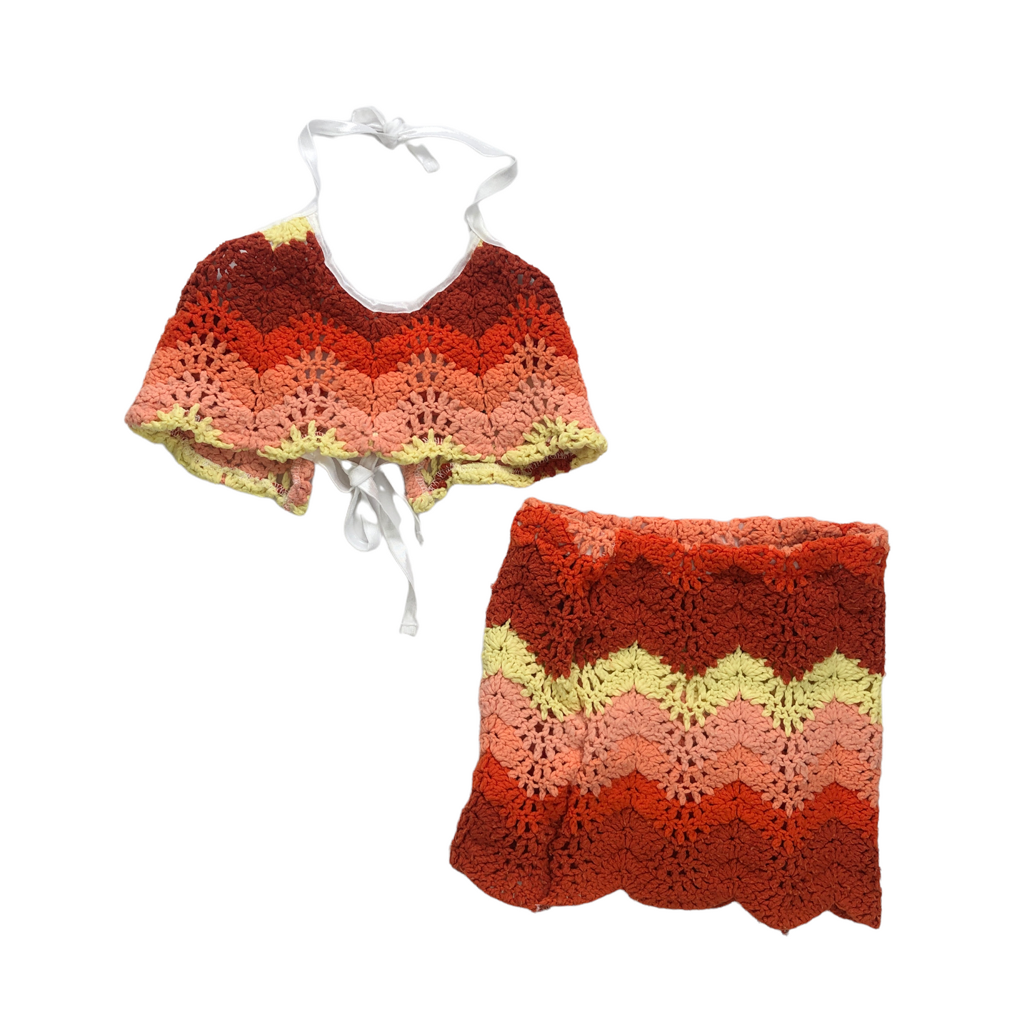 Vintage Reworked Crochet 2 Piece (Sunset)