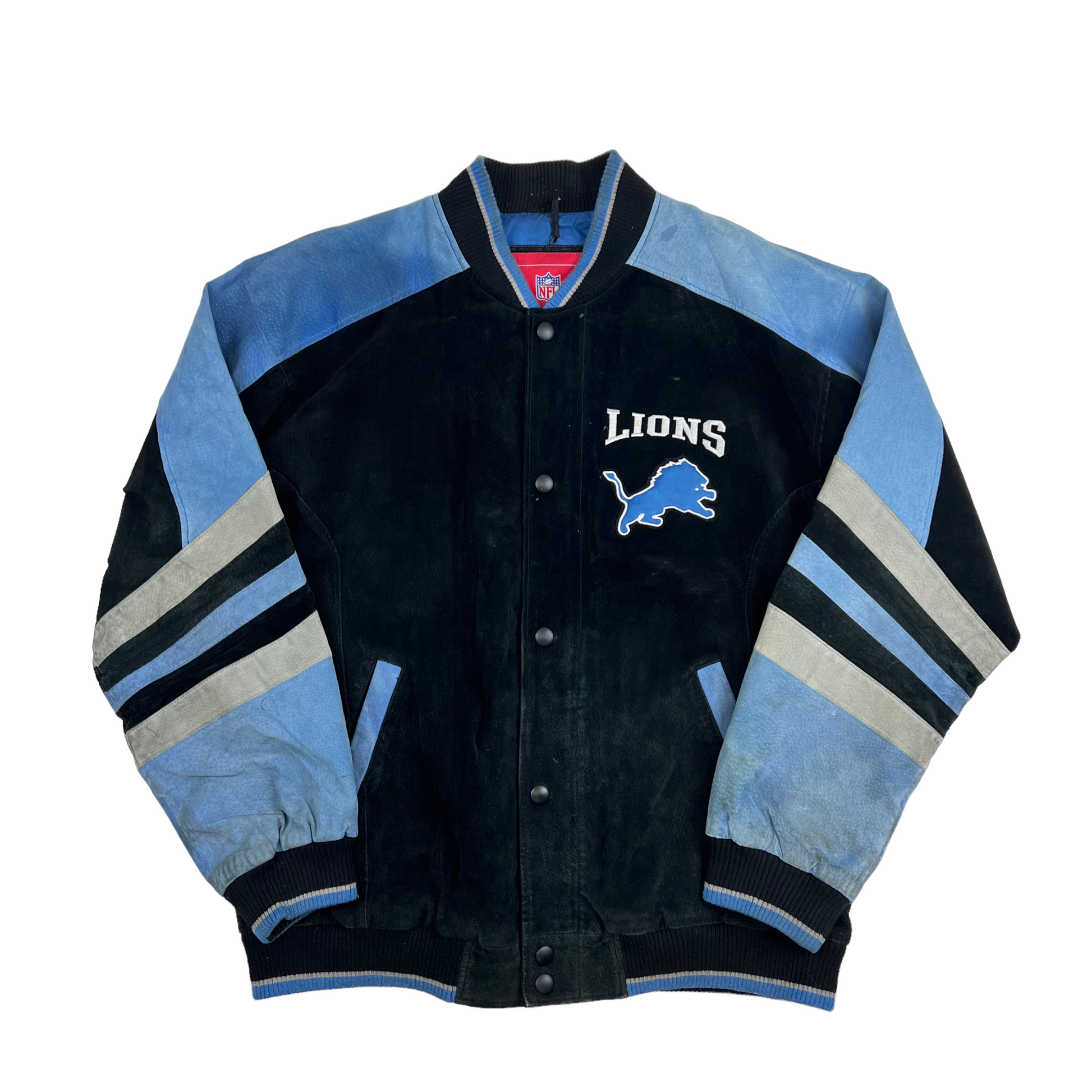 Maker of Jacket NFL Detroit Lions Light Blue and White Varsity
